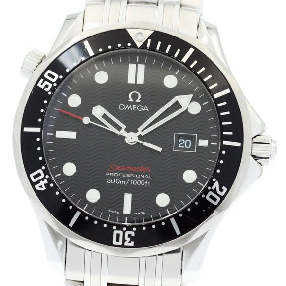 OMEGA Seamaster Date black Dial Quartz Men's Watch - Picture 1 of 6